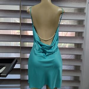 Nwot Elegant Teal Backless Dress